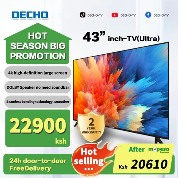 [M-pesa10%OFF] DECHO Smart TV 32 inches to 65 inches Ultra