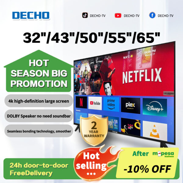[M-pesa10%OFF] DECHO Smart TV 32 inches to 65 inches Ultra